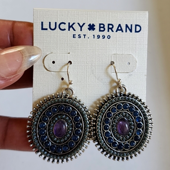 Lucky Brand Jewelry - NWT Lucky Brand Silver + Purple Dangle Earrings